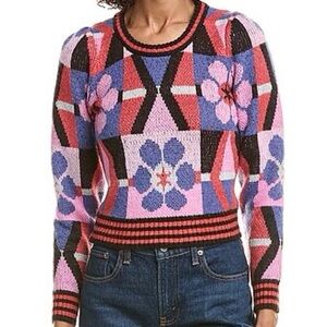 Saltwater LUXE Geometric Floral Sweater - Pink, Blue, Red, Black